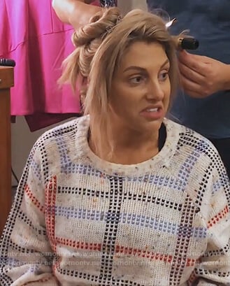 Gina's white check cropped sweater on The Real Housewives of Orange County