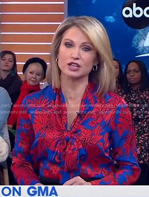 Amy's blue and red floral blouse on Good Morning America