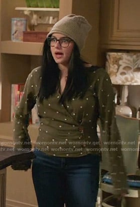 Alex's green polka dot wrap top on Modern Family