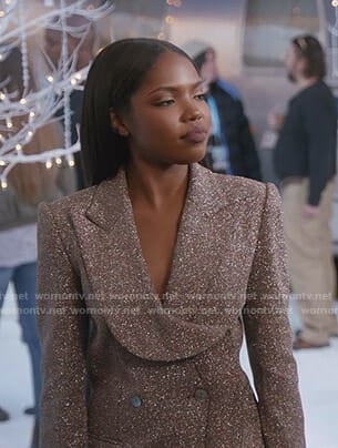 Alex's metallic ruffled blazer on Star