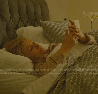 Debra's beige dog print pajamas on Dirty John