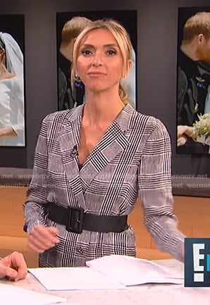 Giuliana's grey plaid blazer dress on E! News