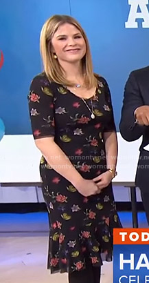 Jenna's black floral short sleeve dress on Today
