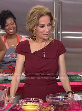 Kathie's red folded neckline dress on Today