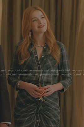 Kirby's green plaid shirtdress on Dynasty
