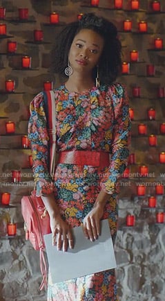 Monica's floral midi dress on Dynasty
