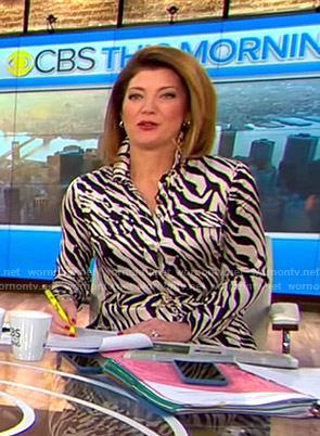 Norah's zebra print shirtdress on CBS This Morning