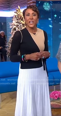 Robin's colorblock pleated dress on Good Morning America