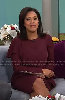 Sheinelle's burgundy ruffled dress on Today