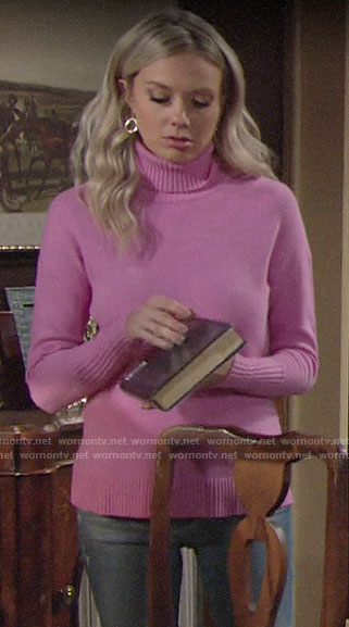 Abby's pink turtleneck sweater on The Young and the Restless
