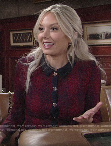 Abby's red button front dress on The Young and the Restless