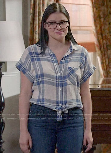 Alex's plaid tie-front shirt on Modern Family