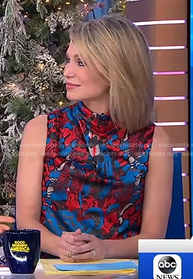 Amy's printed sleeveless top on Good Morning America