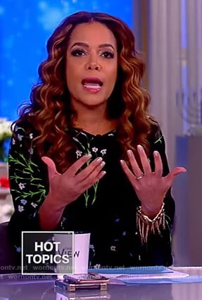 Sunny's black floral silk dress on The View