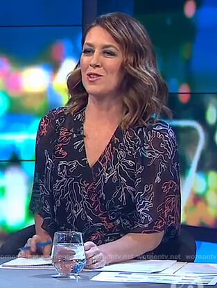 Gorgi's blue floral wrap dress on The Project