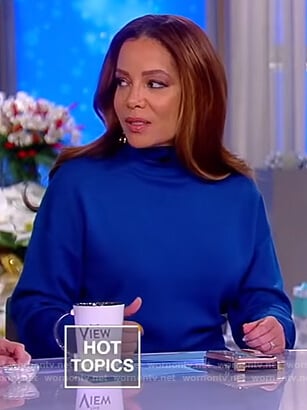 Sunny's blue turtleneck sweater dress on The View