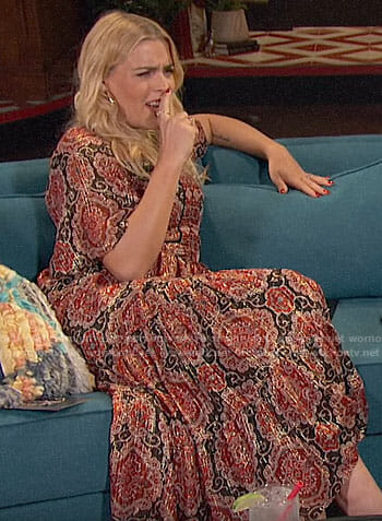 Busy's metallic printed midi dress on Busy Tonight