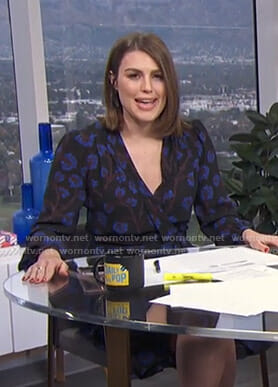 Carissa's black floral wrap dress on E! News Daily Pop