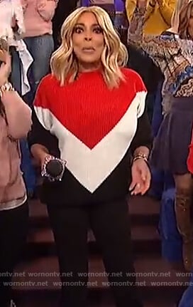 Wendy's black chevron sweater on The Wendy Williams Show