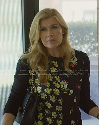 Debra's black mixed floral print sweater on Dirty John