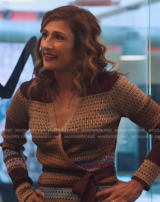 Emet's metallic wrap sweater on I Feel Bad