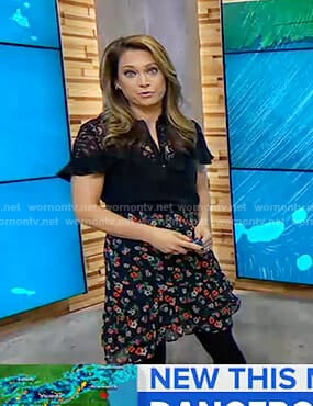 Ginger's black lace yoke top and floral skirt on Good Morning America