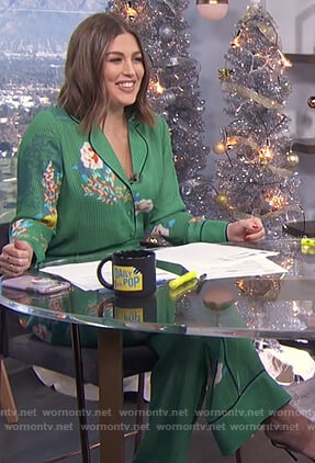 Carissa's green floral piping blouse on E! News Daily Pop