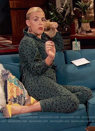 Busy's green dotted jumpsuit on Busy Tonight