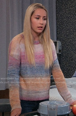 Josslyn's rainbow ombre sweater on General Hospital