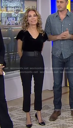 Kathie's black velvet top and pants on Today