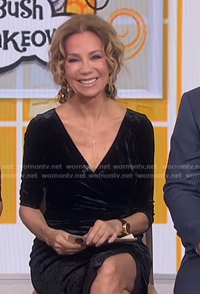 Kathie's black velvet wrap dress on Today
