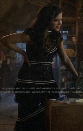 Maggie's black lace dress with stripes on Charmed