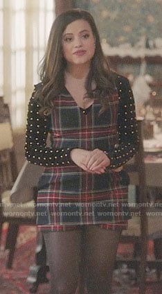 Maggie's plaid romper and studded top on Charmed