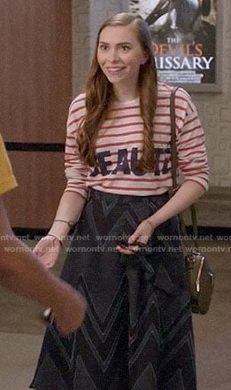 Megan's Beaute tee and midi skirt on Black-ish