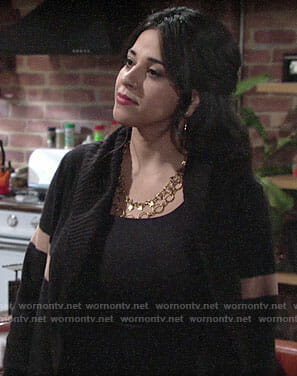 Mia's black striped cardigan on The Young and the Restless