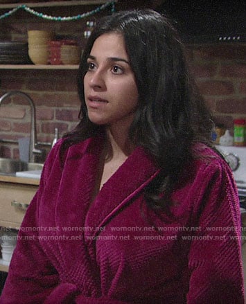 Mia's pink robe on The Young and the Restless