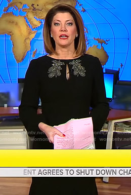 Norah's black embellished keyhole dress on CBS This Morning