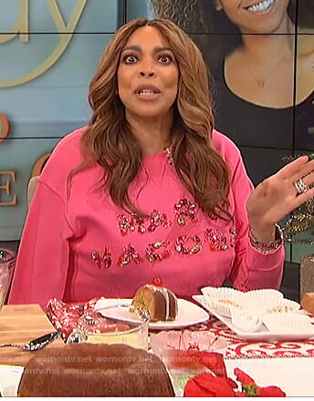 Wendy's pink Marc Jacobs logo embellished sweatshirt on The Wendy Williams Show