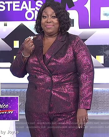 Loni's pink metallic blazer and pants on The Real