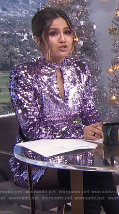 Erin's purple sequin mini dress on E! News Daily Pop