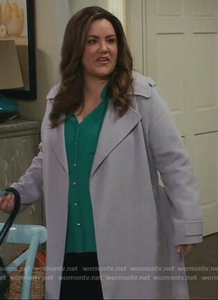 Katie's purple wrap coat on American Housewife