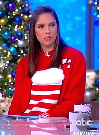 Abby's red christmas stocking sweater on The View