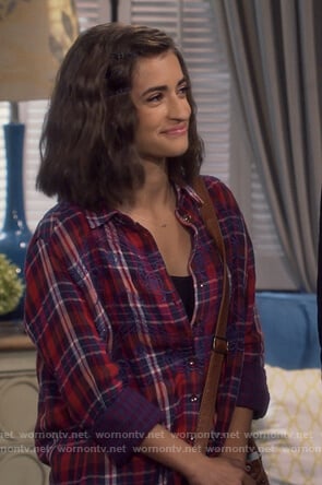 Ramona's red plaid embroidered blouse on Fuller House