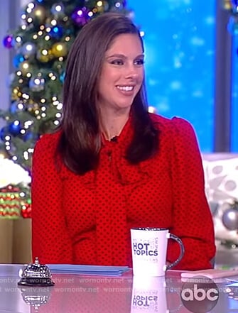 Abby's red polka dot blouse on The View