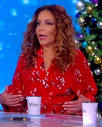 Sunny's red floral wrap maxi dress on The View