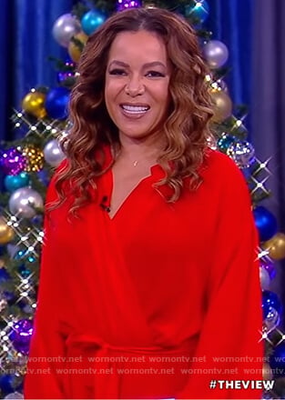 Sunny's red wrap midi dress on The View