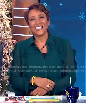 Robin's green ruffled blouse on Good Morning America