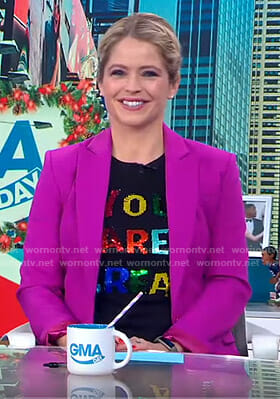 Sara's black You Are Great Tee on GMA Day