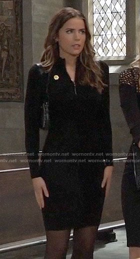 Sasha's black zip neck dress on General Hospital