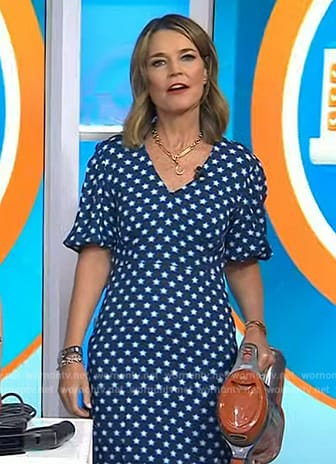 Savannah's blue star print dress on Today